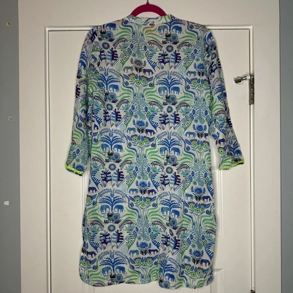 Nimo With Love Cotton Print Kaftan Midi Dress with Tassel - Picture 7 of 10